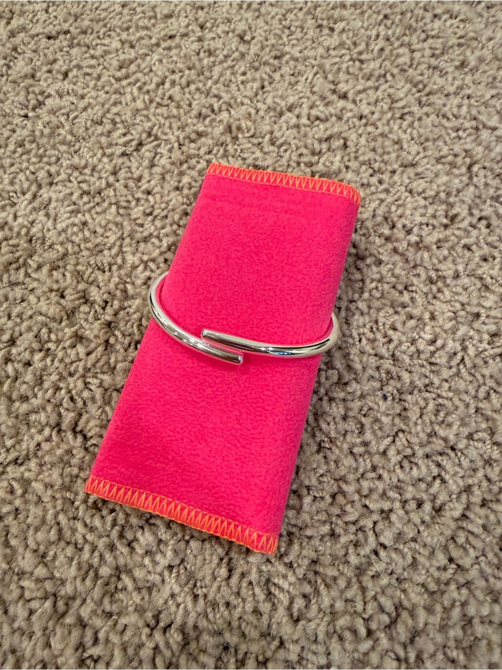 J. Crew Silver Open-Ended Cuff Bracelet with Storage Bag